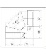 Koleno ø160/90° pevné s revíznym otvorom, nerez