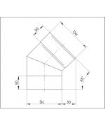 Koleno ø180/45° pevné, nerez