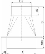 Přechod s redukcí obdélník ø180 mm nerez