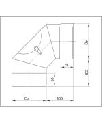 Koleno Ø220/90° pevné s revizním otvorem, nerez
