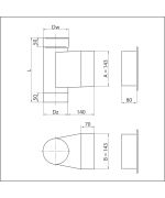 Dvířkový díl Ø100 mm nerez s dvířky 140×140 mm | tloušťka 1,0 mm