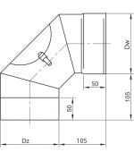 Koleno ø200/90° pevné s revíznym otvorom, nerez
