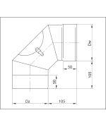 Koleno Ø250/90° pevné s revizním otvorem, nerez | tloušťka 1,0 mm