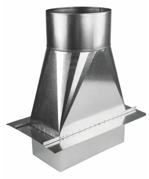 Přechod s redukcí obdélník Ø180 mm nerezový