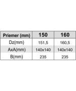 Přechod s redukcí čtverec Ø150 mm nerezový