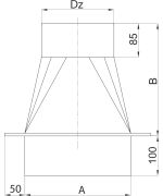 Přechod s redukcí čtverec Ø150 mm nerezový